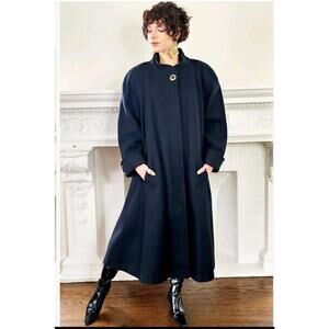 Vintage 80s Black Wool Swing Coat by Worthington Woman size XL